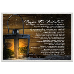 Museum-Quality Premium Wooden Framed Poster | Prayer for Protection ~Psalm 91:9-16~ (2 Designs - Lamp)