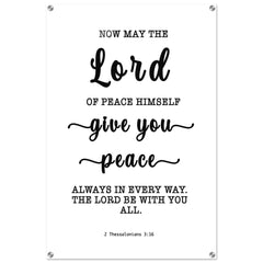 Minimalist Typography Acrylic Print | The Lord Gives Peace ~2 Thessalonians 3:16~ (5 Designs)