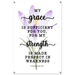Minimalist Typography Acrylic Print | Strength Made Perfect ~2 Corinthians 12:9~ (5 Designs)
