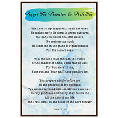 Museum-Quality Premium Wooden Framed Poster | Prayer for Provision & Protection ~Psalm 23:1-6~ (2 Designs - Feather)