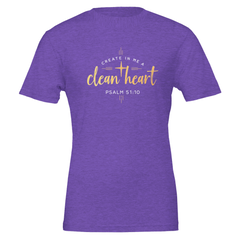 Premium Unisex Crewneck T-shirt | Create In Me A Clean Heart -Psalm 51:10-