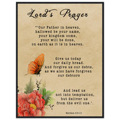 Museum-Quality Premium Wooden Framed Poster | Lord's Prayer ~Matthew 6:9-13~ (2 Designs - Butterfly)