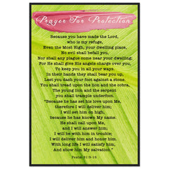 Museum-Quality Premium Wooden Framed Poster | Prayer for Protection ~Psalm 91:9-16~ (2 Designs - Leaf)
