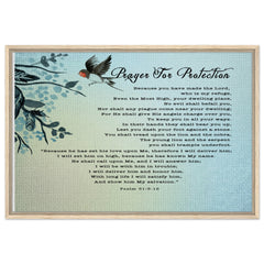 Premium Quality Framed Canvas | Prayer for Protection ~Psalm 91:9-16~ (2 Designs - Bird)