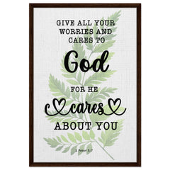Minimalist Typography Framed Canvas | Casting Your Care Upon Him ~1 Peter 5:7~ (5 Designs)