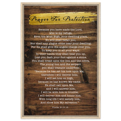 Premium Quality Framed Canvas | Prayer for Protection ~Psalm 91:9-16~ (2 Designs - Wood)