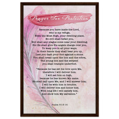 Premium Quality Framed Canvas | Prayer for Protection ~Psalm 91:9-16~ (2 Designs - Feather)