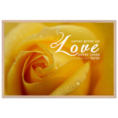 Museum-Quality Premium Wooden Framed Poster | Love Never Gives Up ~1 Corinthians 13:7~