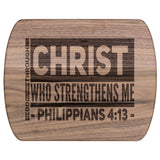 Bible Verse Hardwood Oval Cutting Board - I Can Do All Things Through Christ ~Philippians 4-13~ Design 9