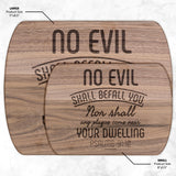 Bible Verse Hardwood Oval Cutting Board - No Evil Shall Befall You ~Psalm 91:10~ Design 5