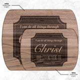 Bible Verse Hardwood Oval Cutting Board - I Can Do All Things Through Christ ~Philippians 4-13~ Design 4
