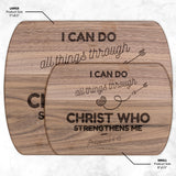Bible Verse Hardwood Oval Cutting Board - I Can Do All Things Through Christ ~Philippians 4-13~ Design 18
