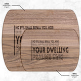 Bible Verse Hardwood Oval Cutting Board - No Evil Shall Befall You ~Psalm 91:10~ Design 3