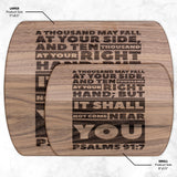 Bible Verse Hardwood Oval Cutting Board - It Shall Not Come Near You ~Psalm 91:7~ Design 1