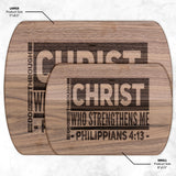 Bible Verse Hardwood Oval Cutting Board - I Can Do All Things Through Christ ~Philippians 4-13~ Design 9