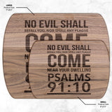 Bible Verse Hardwood Oval Cutting Board - No Evil Shall Befall You ~Psalm 91:10~ Design 2