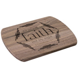Bible Verse Hardwood Oval Cutting Board - Walk By Faith ~2 Corinthians 5-7~ Design 4