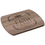 Bible Verse Hardwood Oval Cutting Board - Walk By Faith ~2 Corinthians 5-7~ Design 16