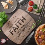 Bible Verse Hardwood Oval Cutting Board - Walk By Faith ~2 Corinthians 5-7~ Design 13