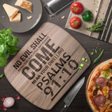 Bible Verse Hardwood Oval Cutting Board - No Evil Shall Befall You ~Psalm 91:10~ Design 2