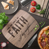 Bible Verse Hardwood Oval Cutting Board - Walk By Faith ~2 Corinthians 5-7~ Design 8