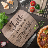 Bible Verse Hardwood Oval Cutting Board - Faith Can Move Mountains ~Matthew 17:20~ Design 4