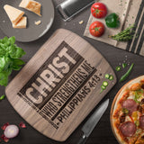 Bible Verse Hardwood Oval Cutting Board - I Can Do All Things Through Christ ~Philippians 4-13~ Design 9