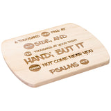 Bible Verse Hardwood Oval Cutting Board - It Shall Not Come Near You ~Psalm 91:7~ Design 9