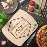 Bible Verse Hardwood Oval Cutting Board - Faith Can Move Mountains ~Matthew 17:20~ Design 19
