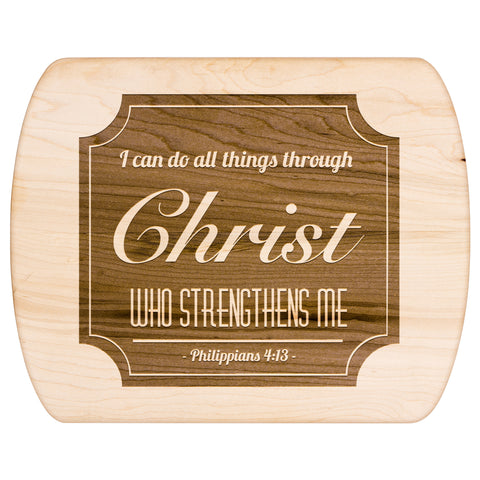 Bible Verse Hardwood Oval Cutting Board - I Can Do All Things Through Christ ~Philippians 4-13~ Design 4