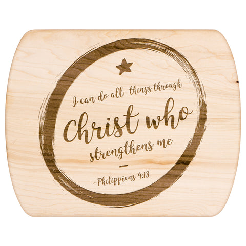 Bible Verse Hardwood Oval Cutting Board - I Can Do All Things Through Christ ~Philippians 4-13~ Design 16