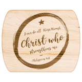 Bible Verse Hardwood Oval Cutting Board - I Can Do All Things Through Christ ~Philippians 4-13~ Design 16