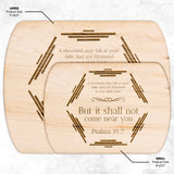 Bible Verse Hardwood Oval Cutting Board - It Shall Not Come Near You ~Psalm 91:7~ Design 3
