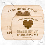 Bible Verse Hardwood Oval Cutting Board - I Can Do All Things Through Christ ~Philippians 4-13~ Design 12