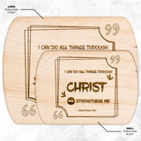 Bible Verse Hardwood Oval Cutting Board - I Can Do All Things Through Christ ~Philippians 4-13~ Design 8