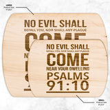 Bible Verse Hardwood Oval Cutting Board - No Evil Shall Befall You ~Psalm 91:10~ Design 2