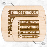 Bible Verse Hardwood Oval Cutting Board - I Can Do All Things Through Christ ~Philippians 4-13~ Design 1