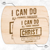 Bible Verse Hardwood Oval Cutting Board - I Can Do All Things Through Christ ~Philippians 4-13~ Design 6