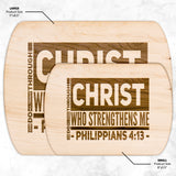 Bible Verse Hardwood Oval Cutting Board - I Can Do All Things Through Christ ~Philippians 4-13~ Design 9