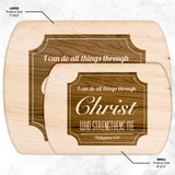 Bible Verse Hardwood Oval Cutting Board - I Can Do All Things Through Christ ~Philippians 4-13~ Design 4