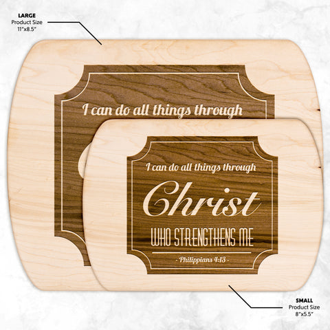 Bible Verse Hardwood Oval Cutting Board - I Can Do All Things Through Christ ~Philippians 4-13~ Design 4