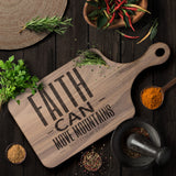 Bible Verse Hardwood Paddle Cutting Board - Faith Can Move Mountains ~Matthew 17:20~ Design 20
