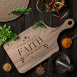 Bible Verse Hardwood Paddle Cutting Board - Walk By Faith ~2 Corinthians 5-7~ Design 20