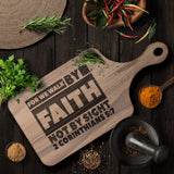 Bible Verse Hardwood Paddle Cutting Board - Walk By Faith ~2 Corinthians 5-7~ Design 3