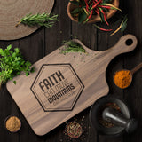 Bible Verse Hardwood Paddle Cutting Board - Faith Can Move Mountains ~Matthew 17:20~ Design 10
