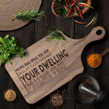 Bible Verse Hardwood Paddle Cutting Board - No Evil Shall Befall You ~Psalm 91:10~ Design 3