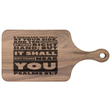 Bible Verse Hardwood Paddle Cutting Board - It Shall Not Come Near You ~Psalm 91:7~ Design 1