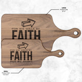 Bible Verse Hardwood Paddle Cutting Board - Walk By Faith ~2 Corinthians 5-7~ Design 5