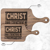 Bible Verse Hardwood Paddle Cutting Board - I Can Do All Things Through Christ ~Philippians 4-13~ Design 9
