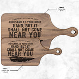 Bible Verse Hardwood Paddle Cutting Board - It Shall Not Come Near You ~Psalm 91:7~ Design 4